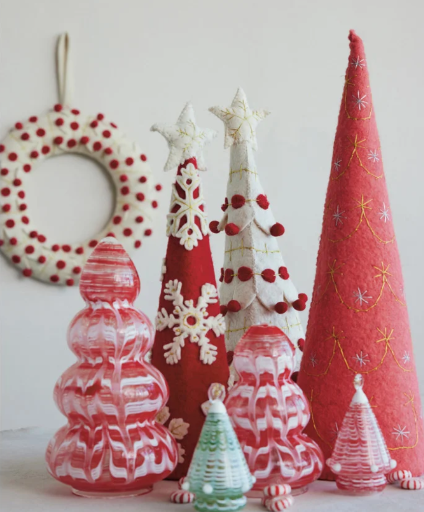 Creative Co-op - Wool Felt Pom Pom Tree With Star