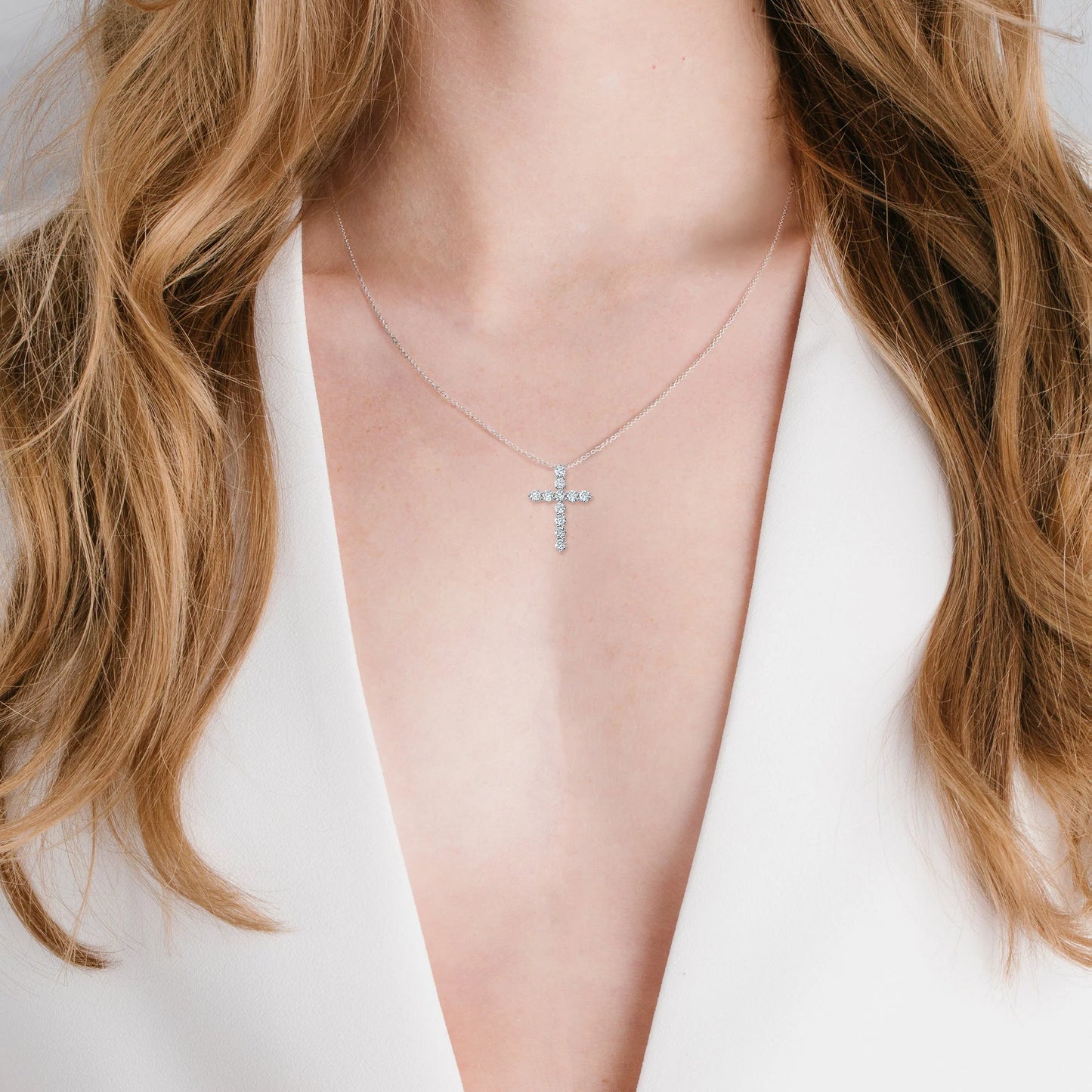 CRISLU - Brilliant Round Cross Necklace
