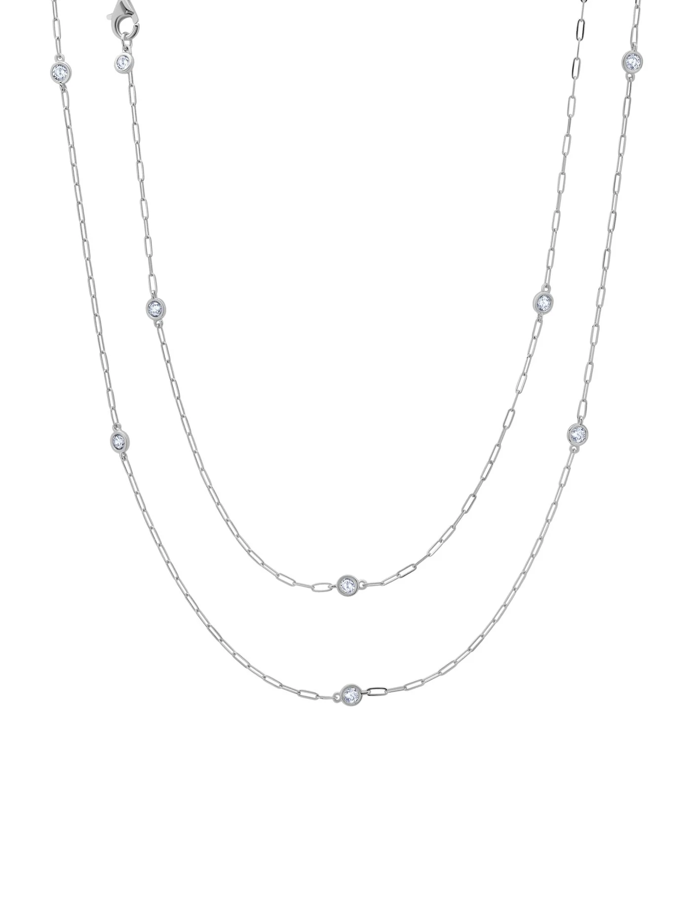 CRISLU - Paperclip Aura 36” Station Necklace