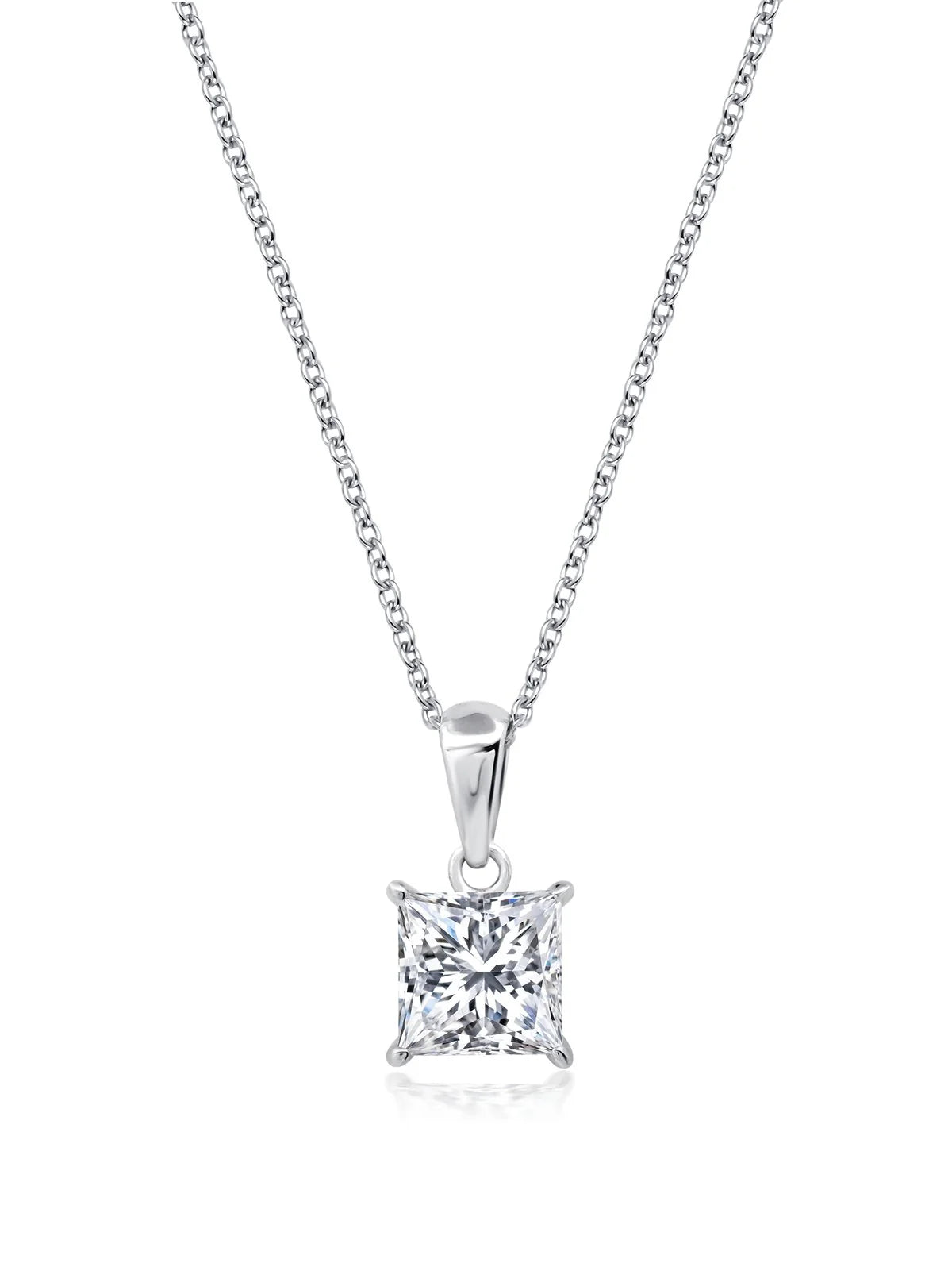 CRISLU - Princess Cut Solitaire Bezel Set Pendant Necklace
