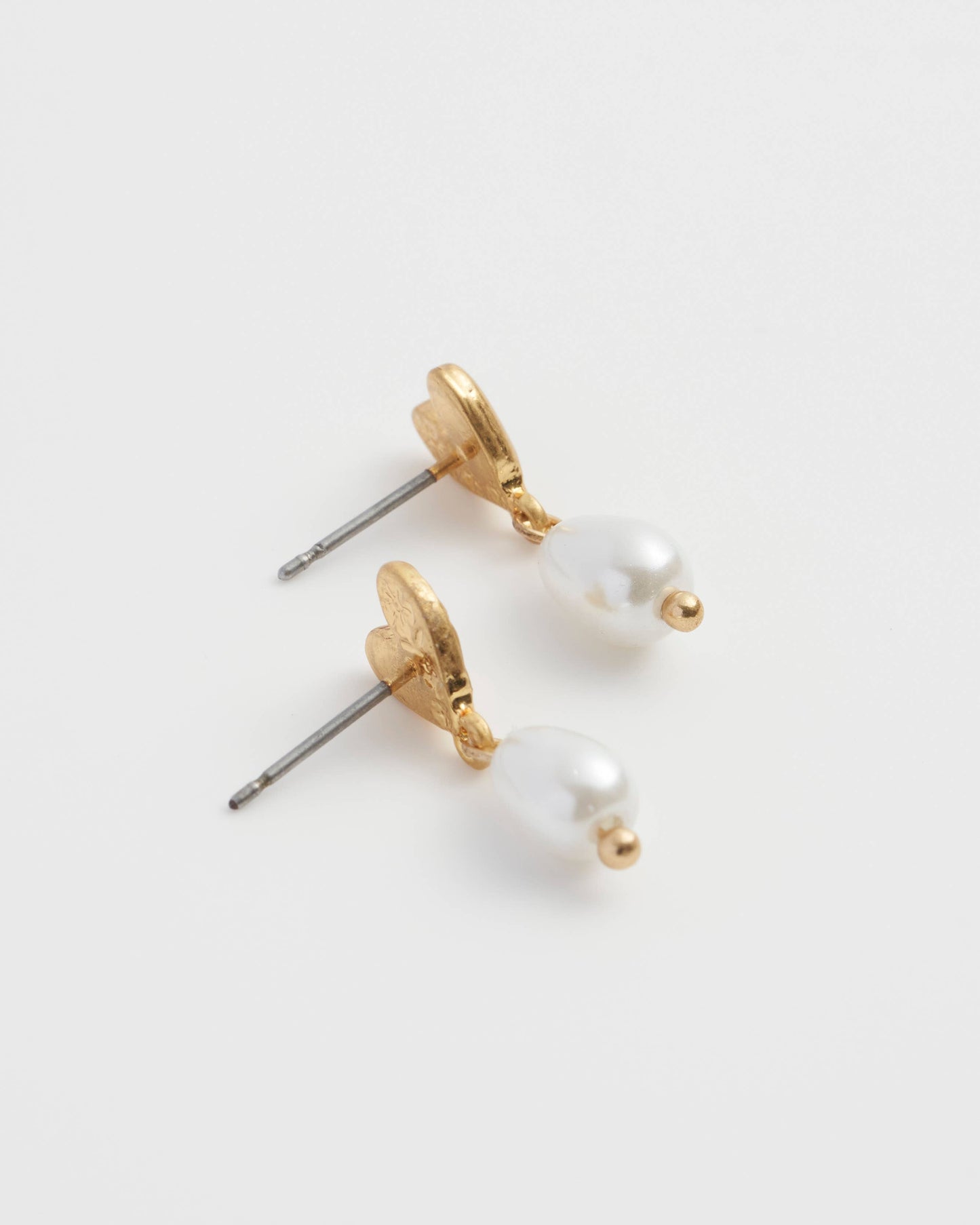 Fable England -  Forget-Me-Not Heart & Pearl Earrings