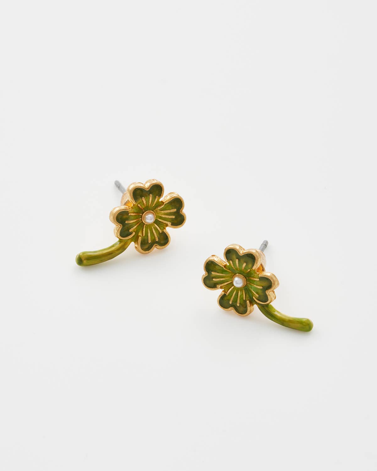 Fable England -  Lucky Clover Pearl Stud Earrings