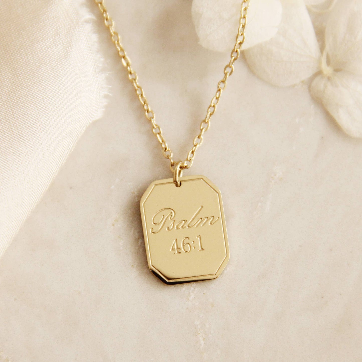 LoveStory - Psalm 46:1 God Is Our Refuge and Strength Gold Necklace