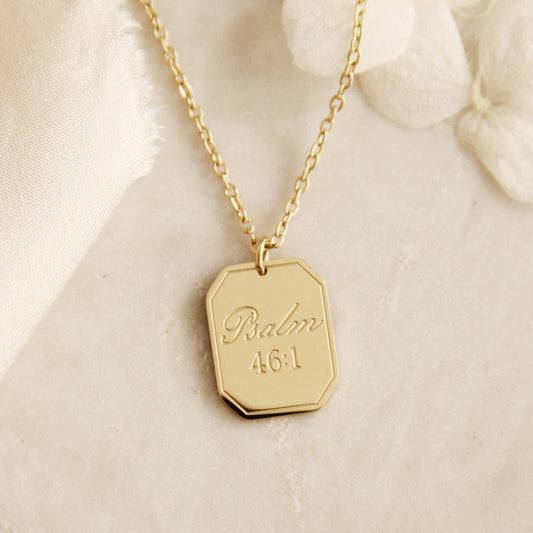 LoveStory - Psalm 46:1 God Is Our Refuge and Strength Gold Necklace