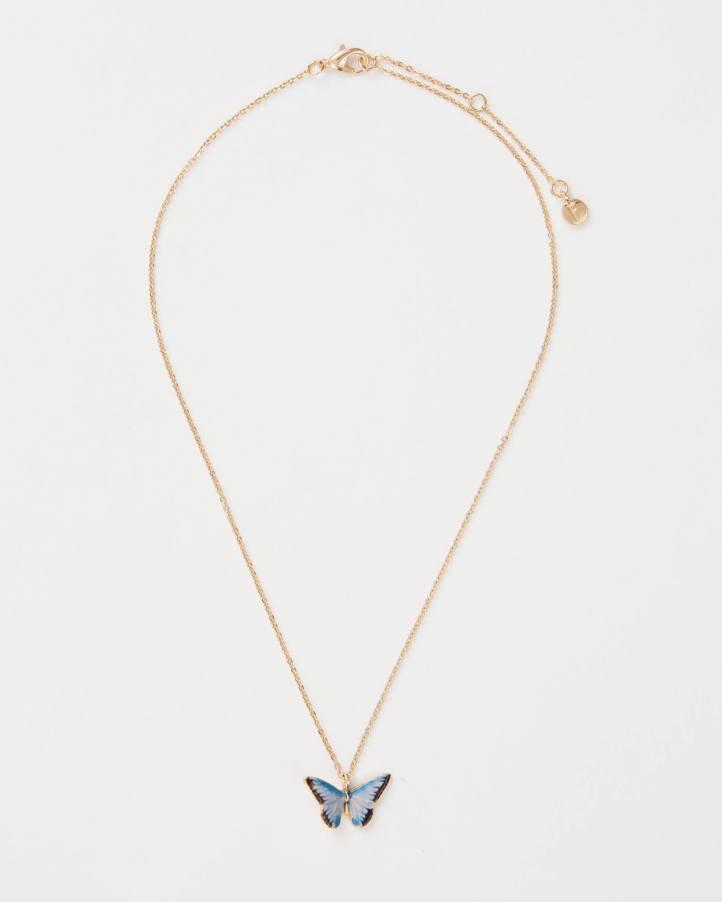 Fable England - Enamel Blue Butterfly Short Necklace