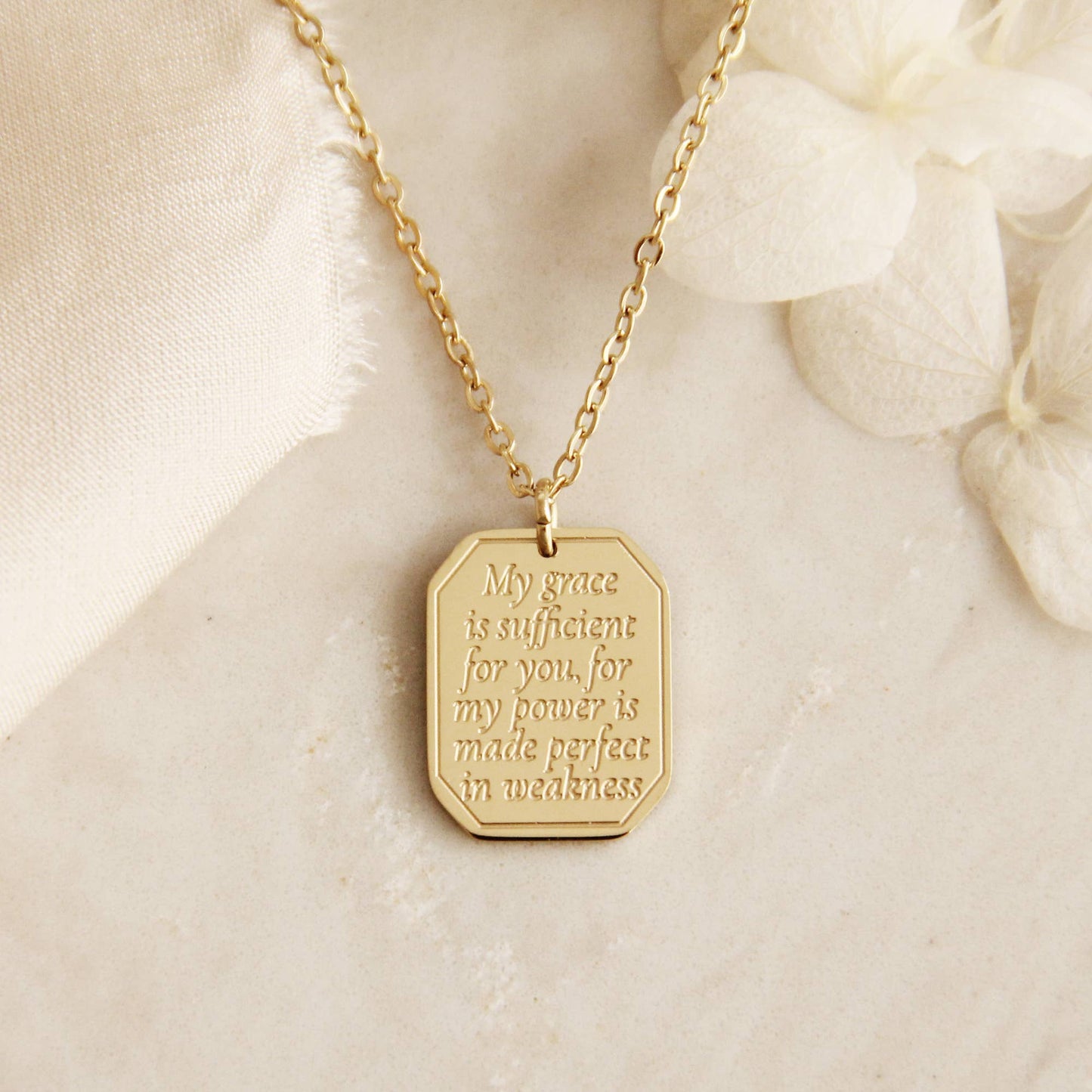 LoveStory - My Grace Is Sufficient For You 2 Corinthians 12:9 Gold Necklace