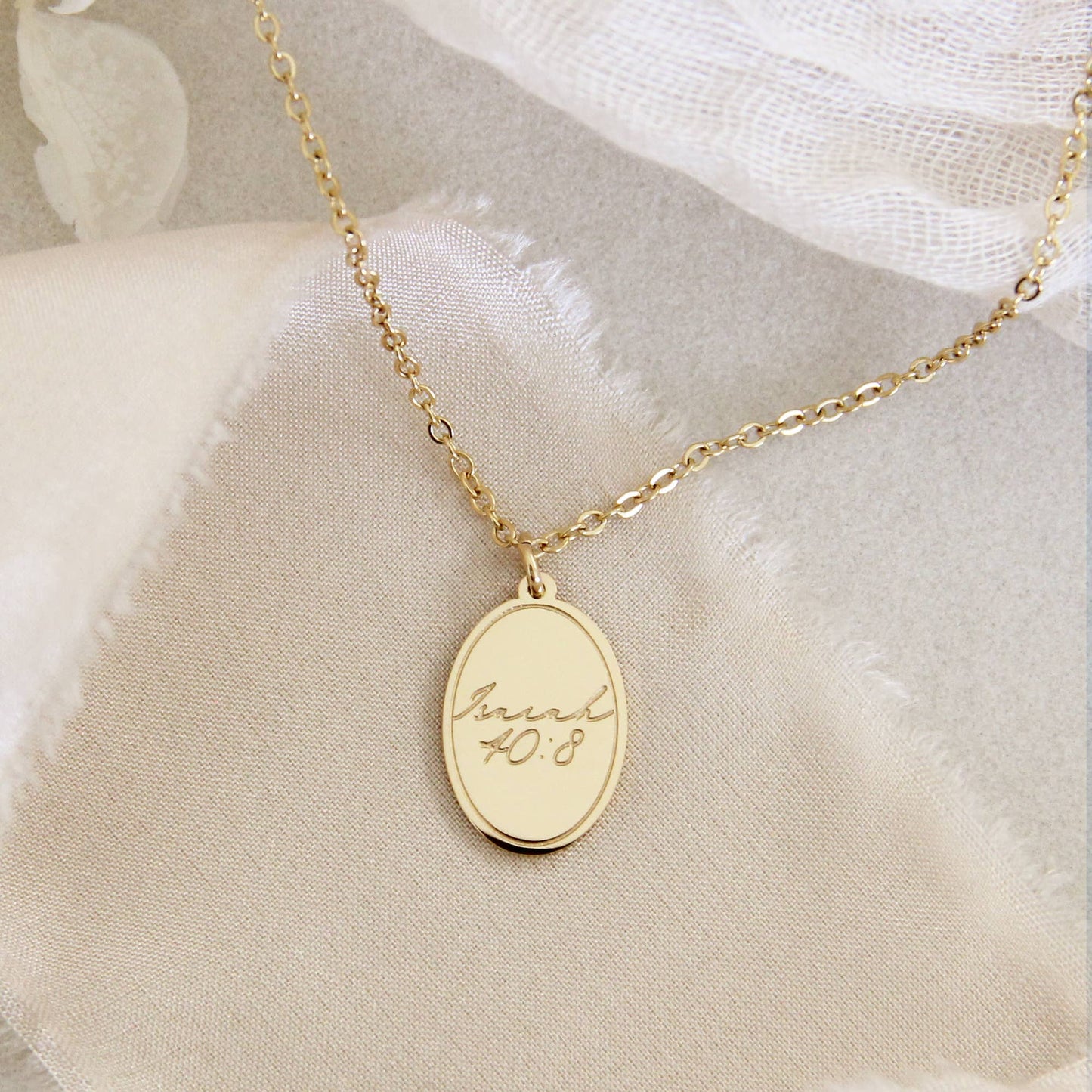 LoveStory - Flower Isaiah 40:8 Gold Necklace