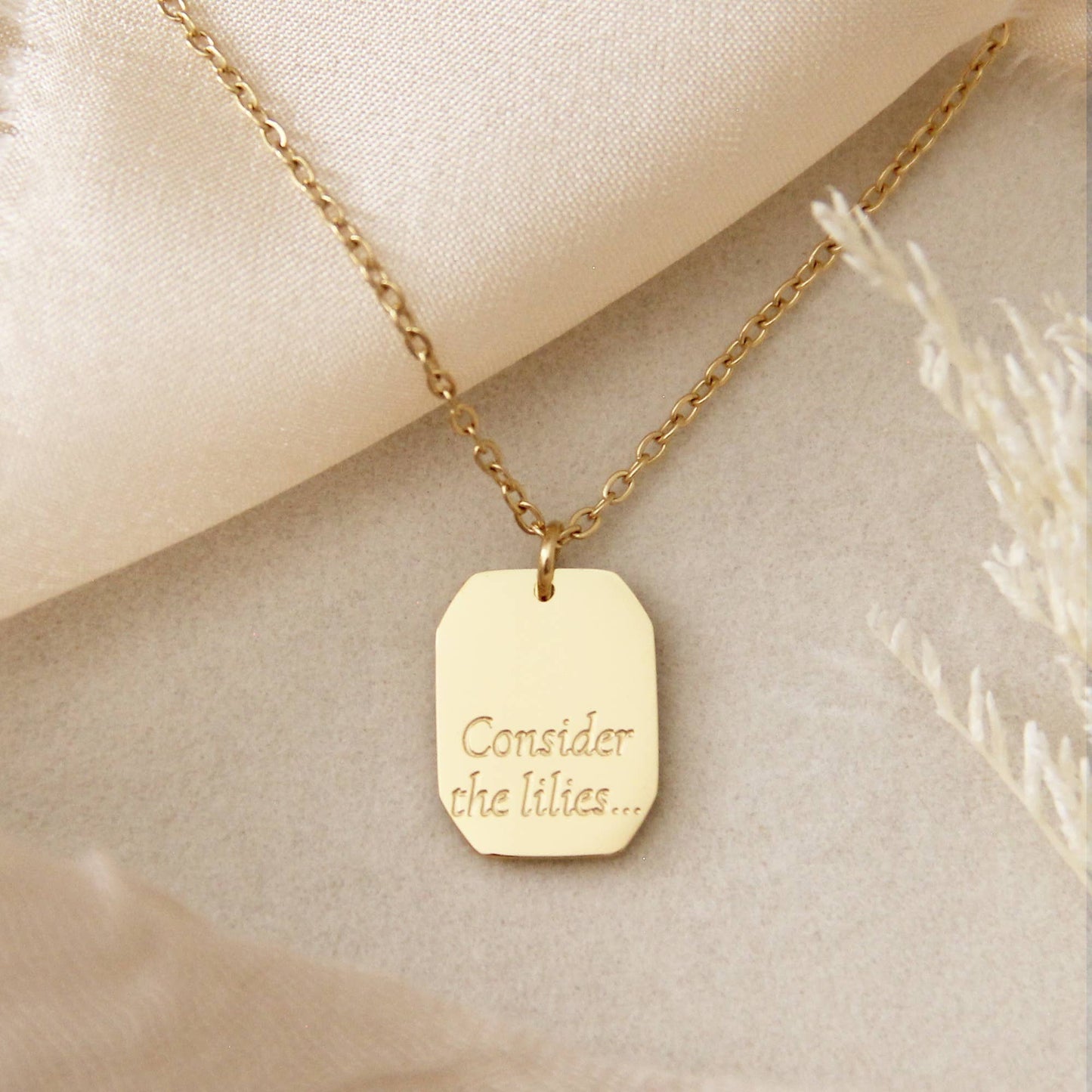 LoveStory - Consider the Lilies Luke 12:27-28 Gold Necklace