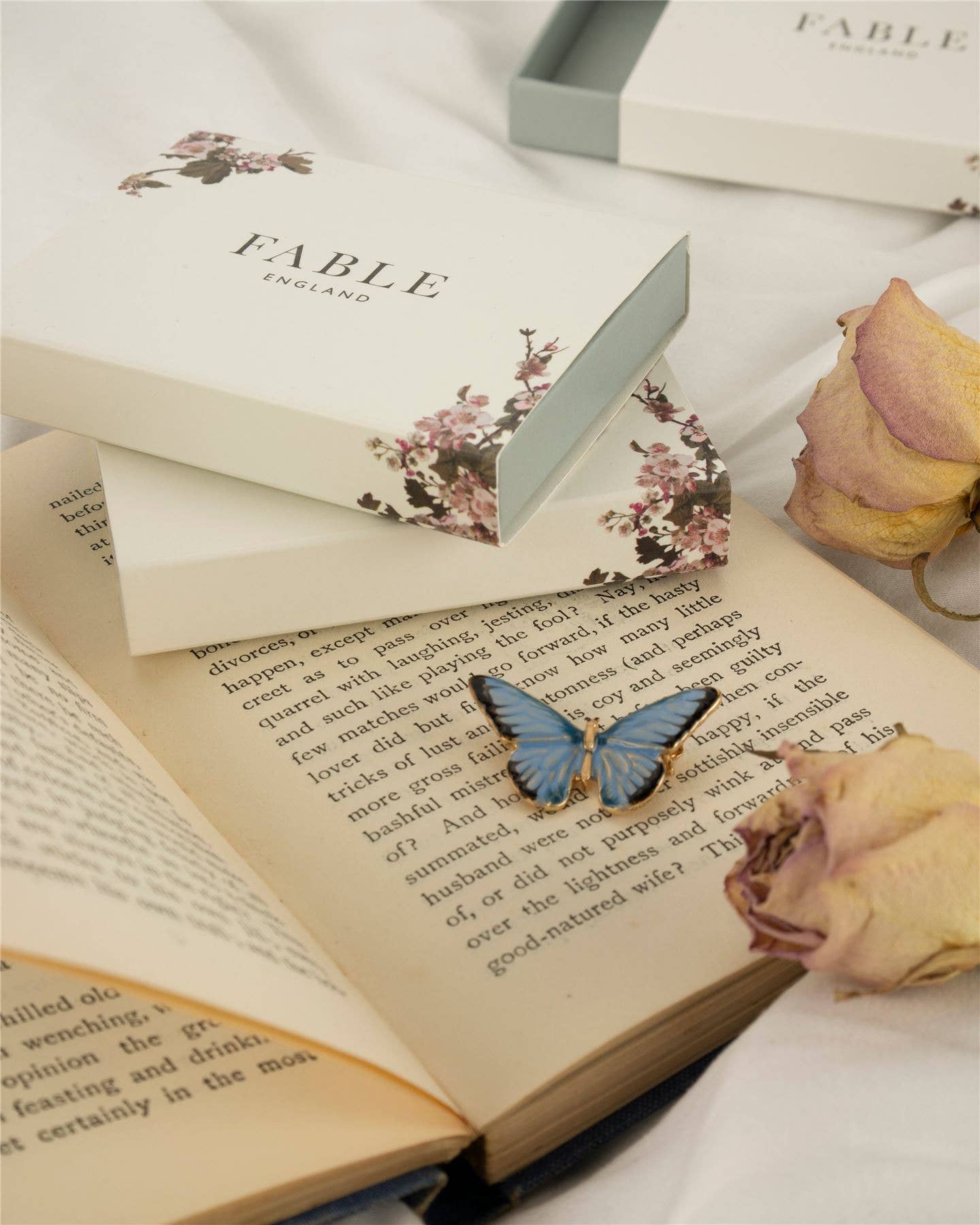 Fable England -  Enamel Blue Butterfly Brooch