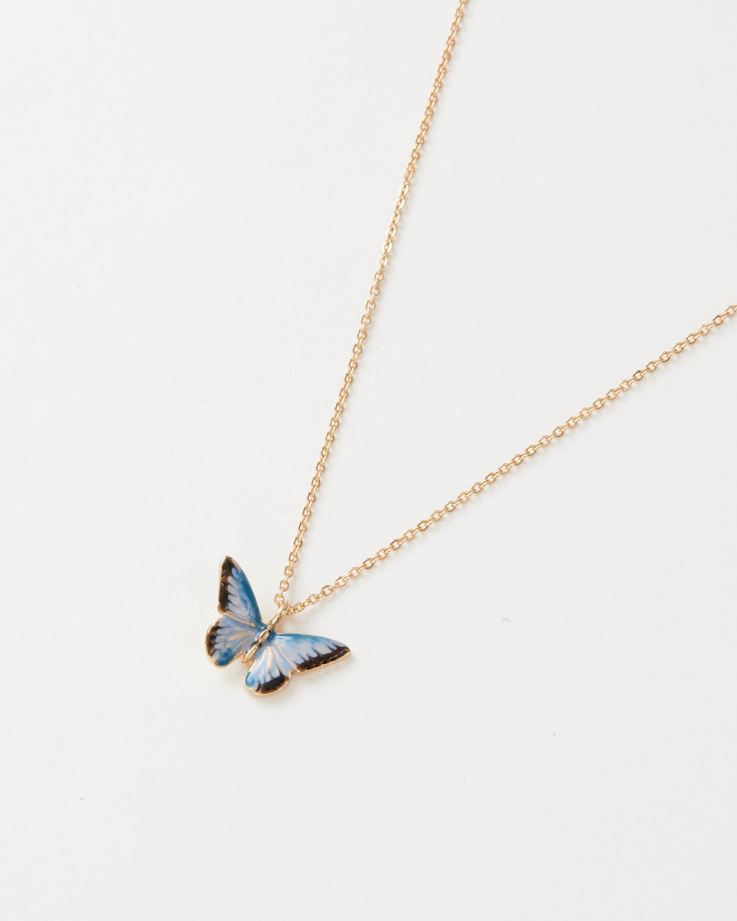 Fable England - Enamel Blue Butterfly Short Necklace