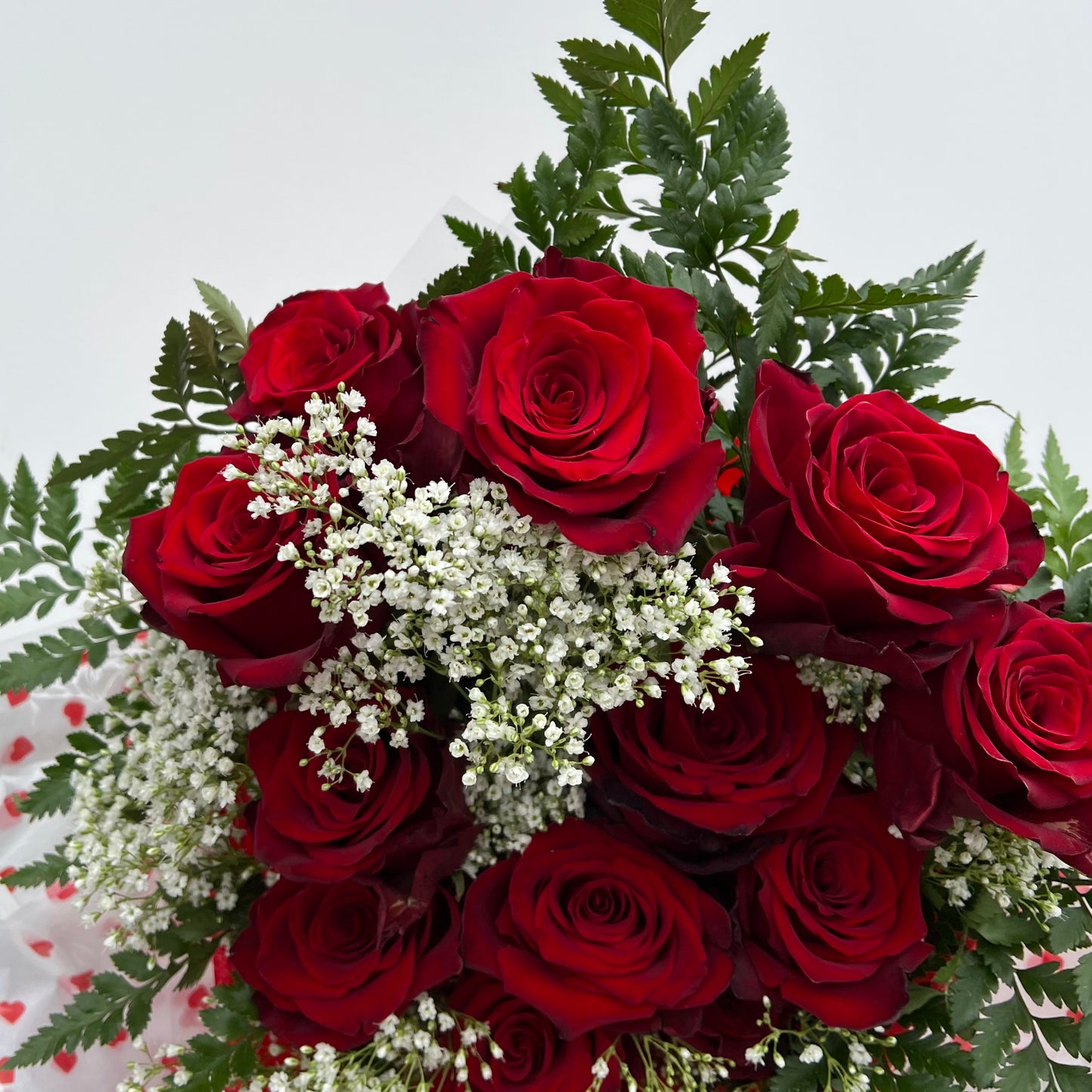 Roses With Baby’s Breath and Greenery