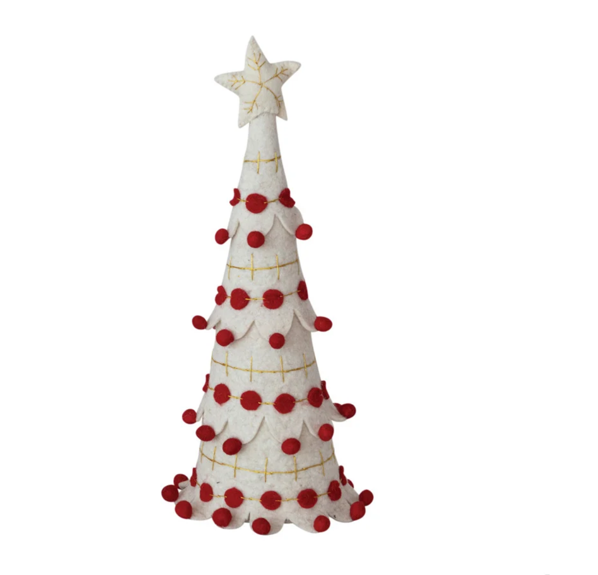 Creative Co-op - Wool Felt Pom Pom Tree With Star