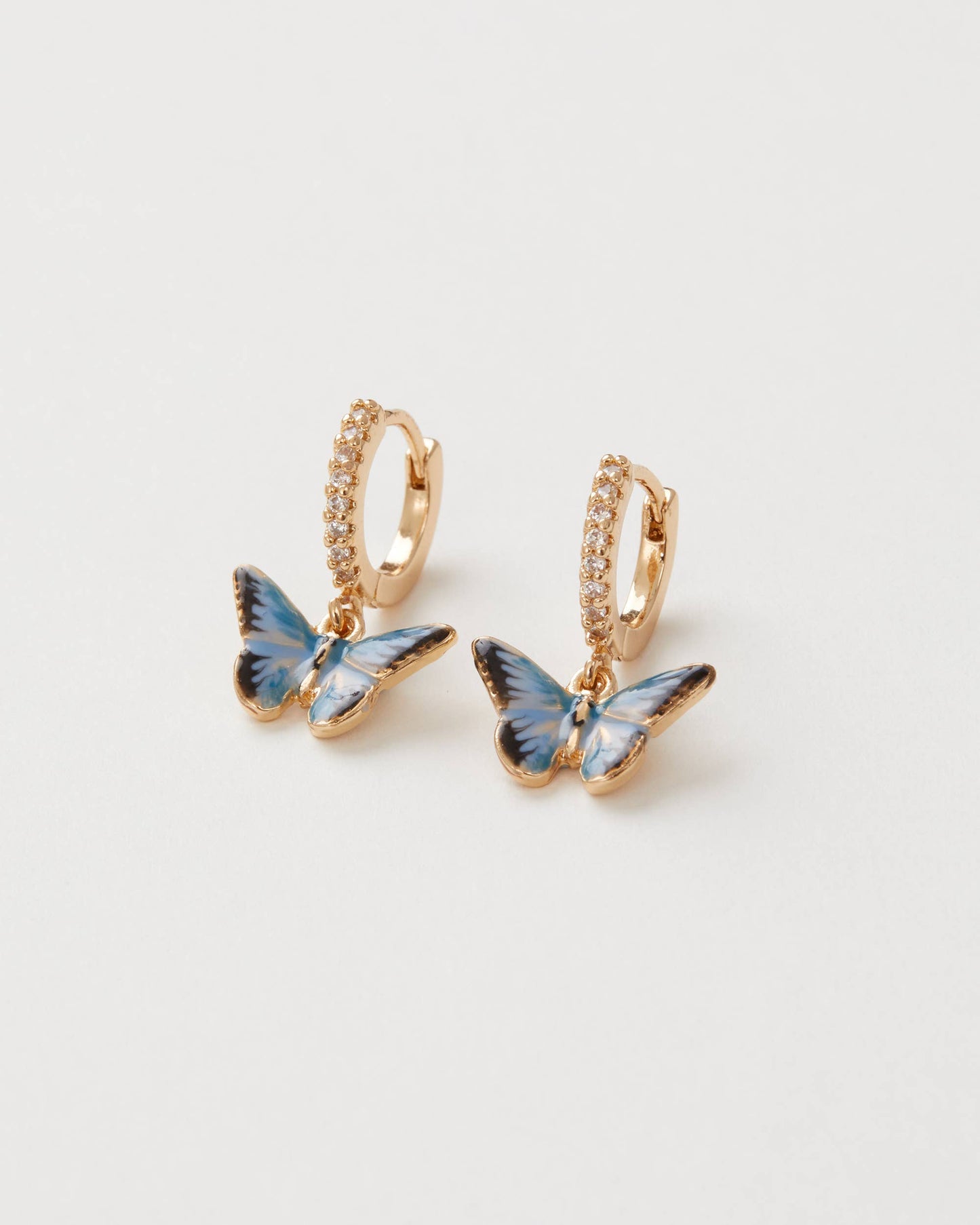 Fable England -  Enamel Blue Butterfly Huggie Earrings