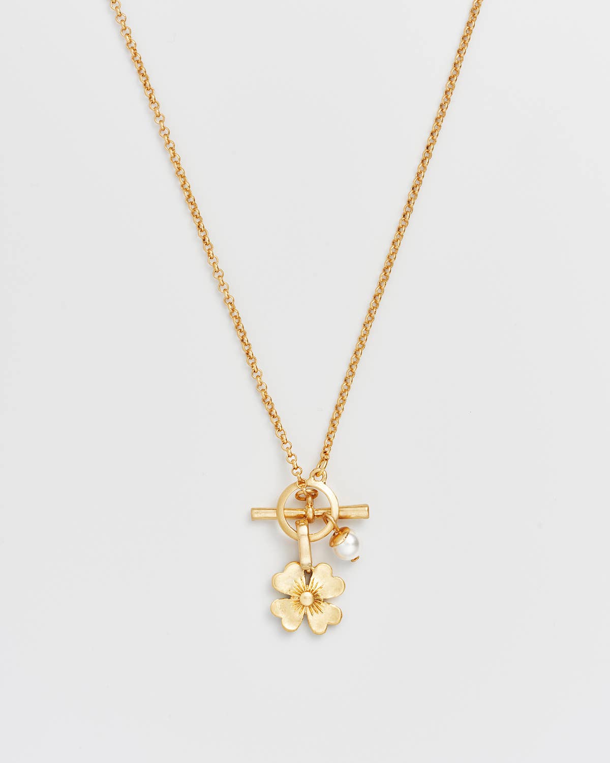 Fable England -  Lucky Clover Pearl Toggle Necklace