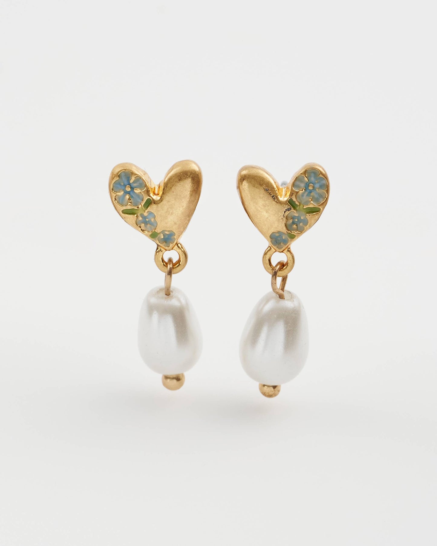 Fable England -  Forget-Me-Not Heart & Pearl Earrings