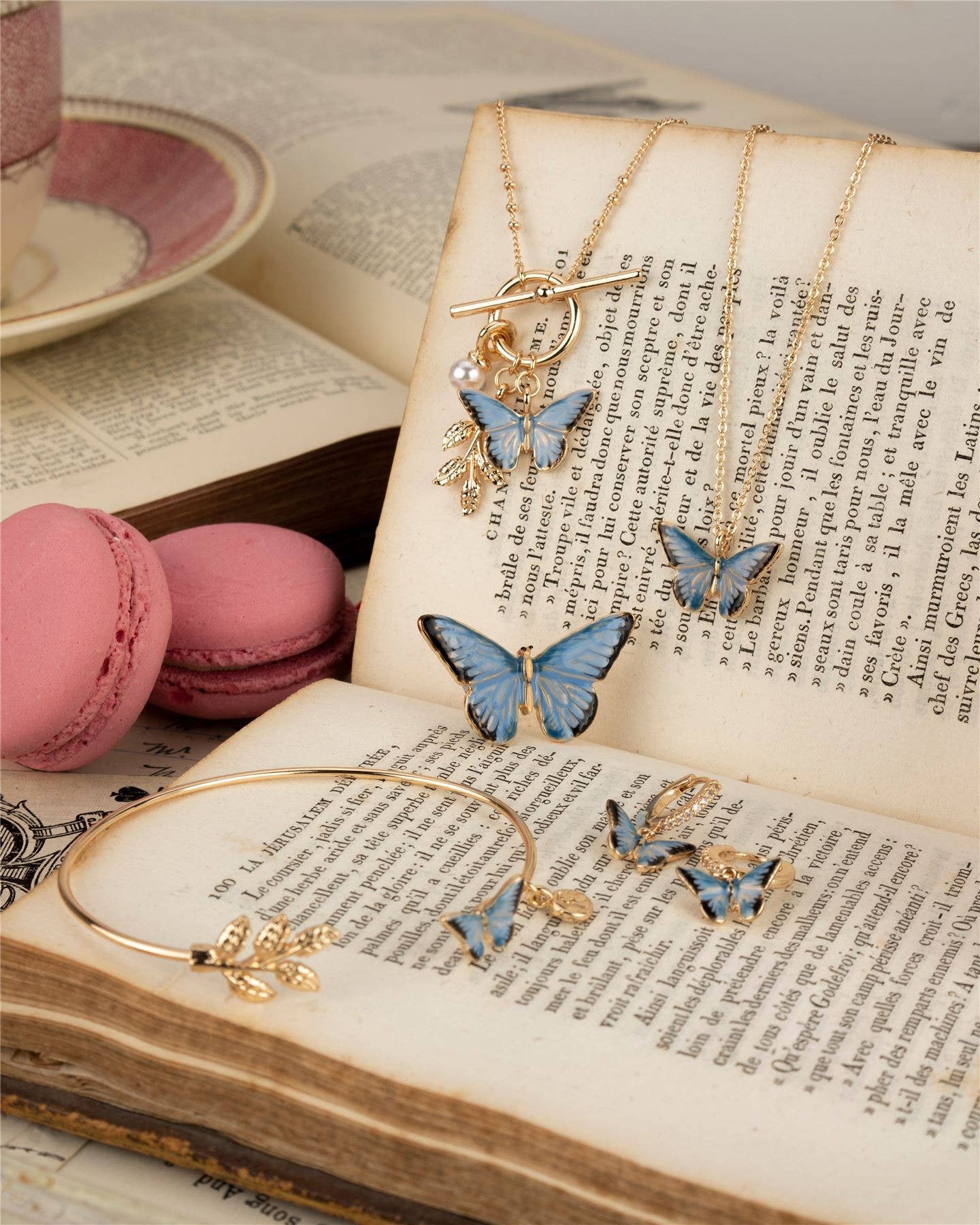 Fable England -  Enamel Blue Butterfly Huggie Earrings