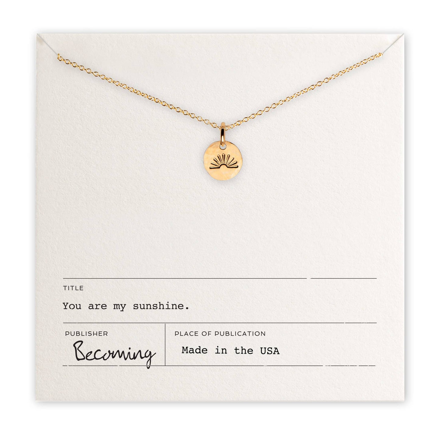 You Are My Sunshine Necklace: Sterling Silver