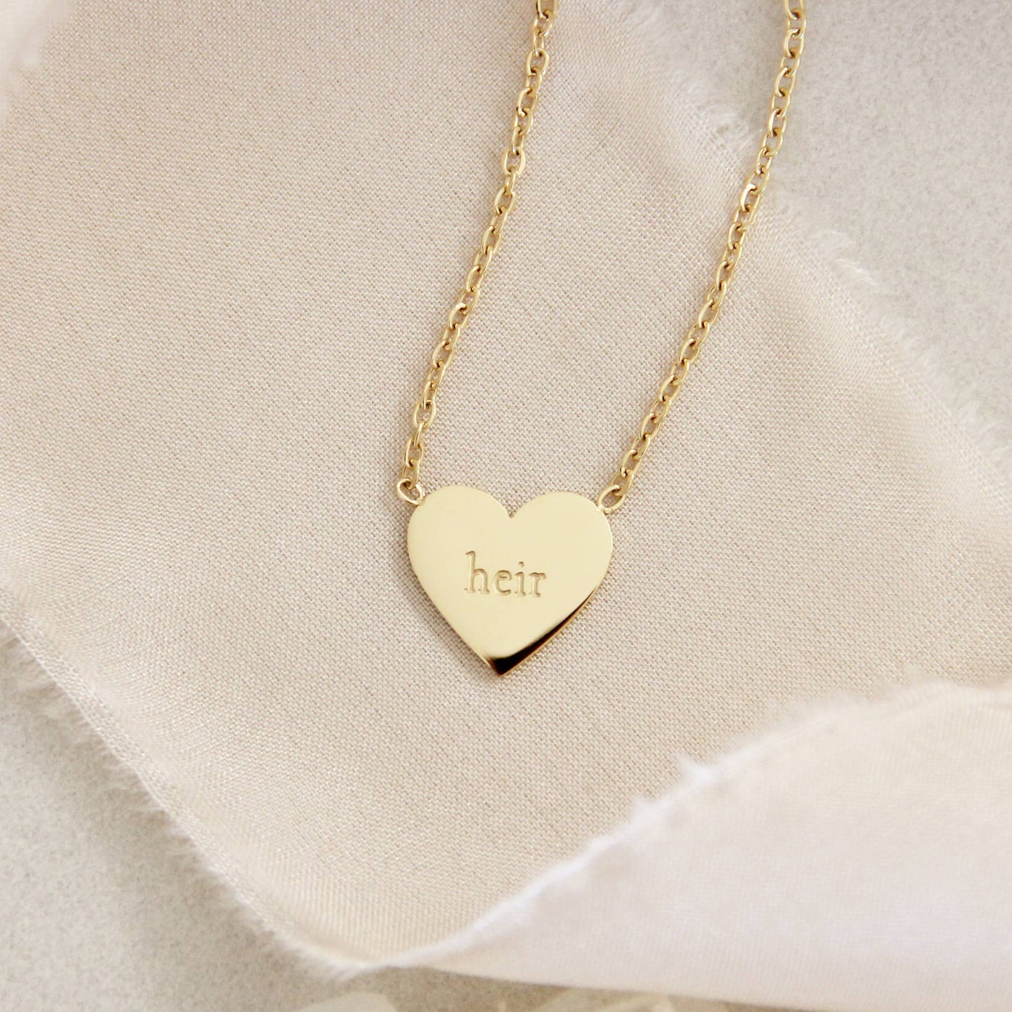 LoveStory - Daughter Heir Heart Romans 8:16-17 Gold Necklace