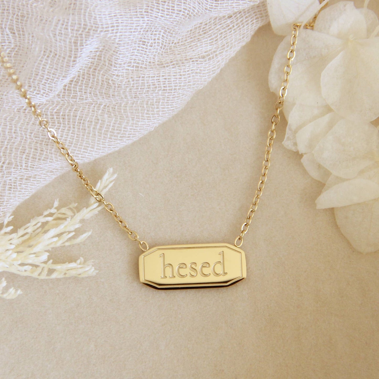 LoveStory - Hebrew Steadfast Love of God Hesed Gold Necklace