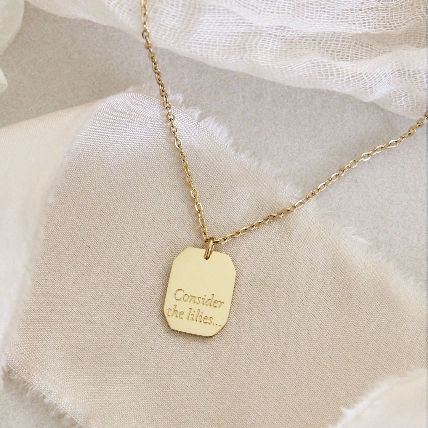 LoveStory - Consider the Lilies Luke 12:27-28 Gold Necklace