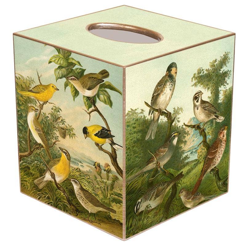 Yellow Birds Tissue Box Cover: Paper Mache