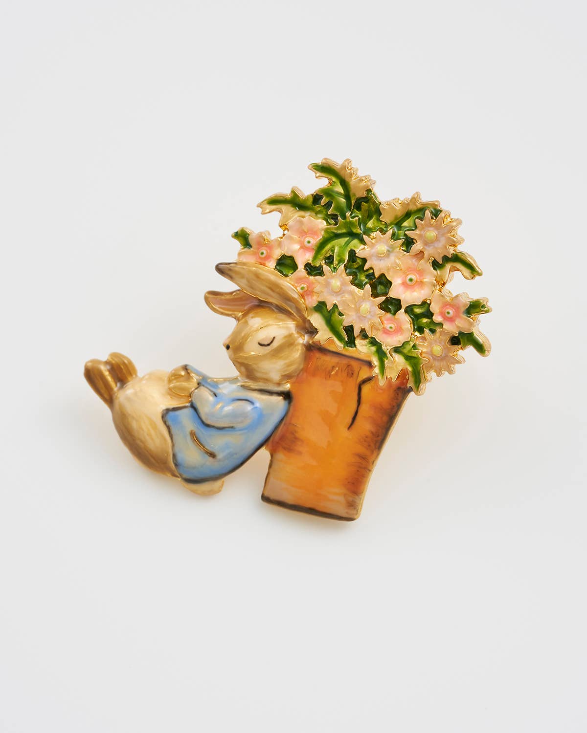 Fable England -  Peter Rabbit with Flower Pot Brooch