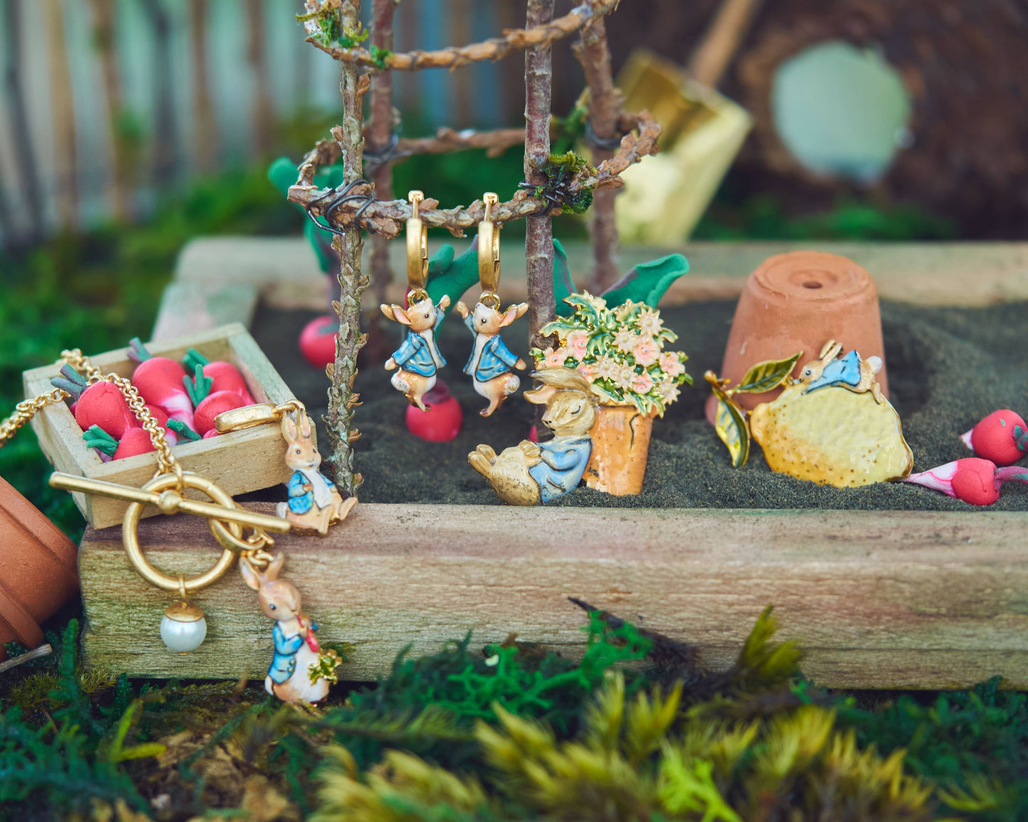 Fable England -  Peter Rabbit with Flower Pot Brooch