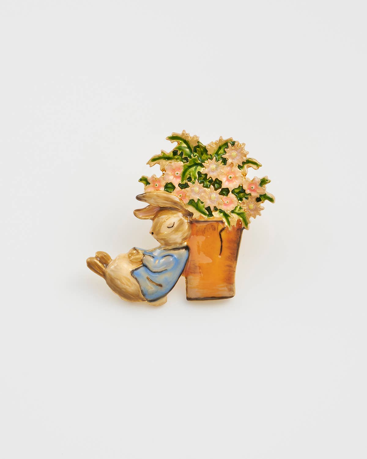 Fable England -  Peter Rabbit with Flower Pot Brooch