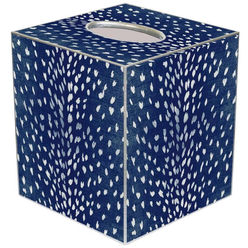 Indigo Antelope Tissue Box Cover: Paper Mache