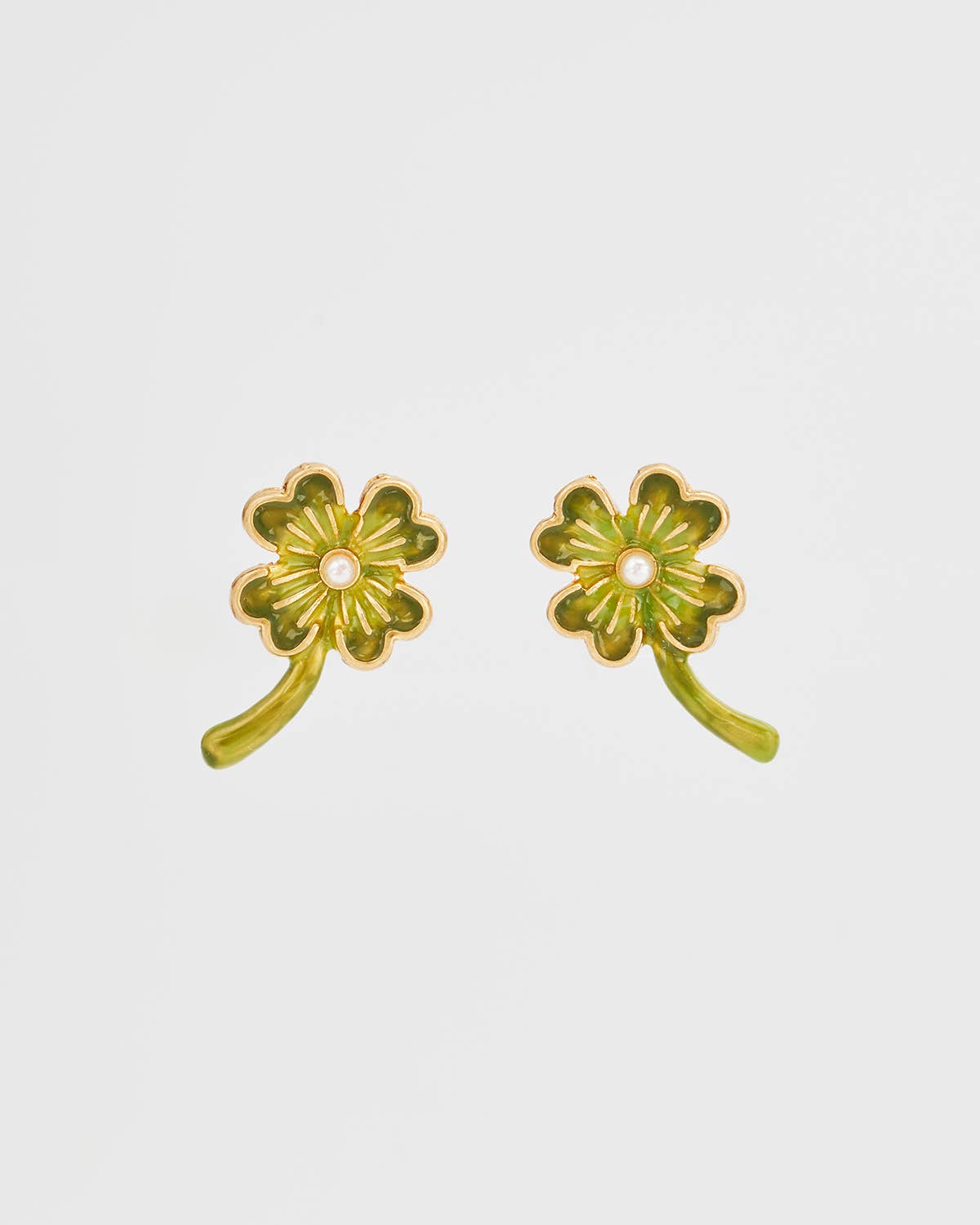 Fable England -  Lucky Clover Pearl Stud Earrings