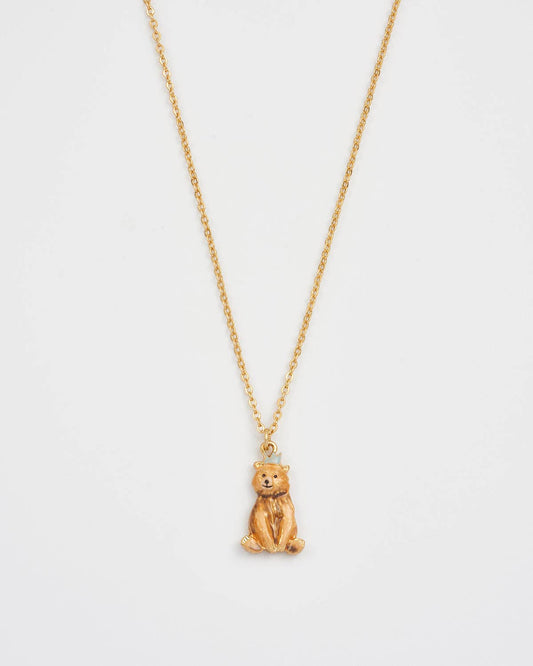 Fable England -  Party Bear Gold Chain Necklace