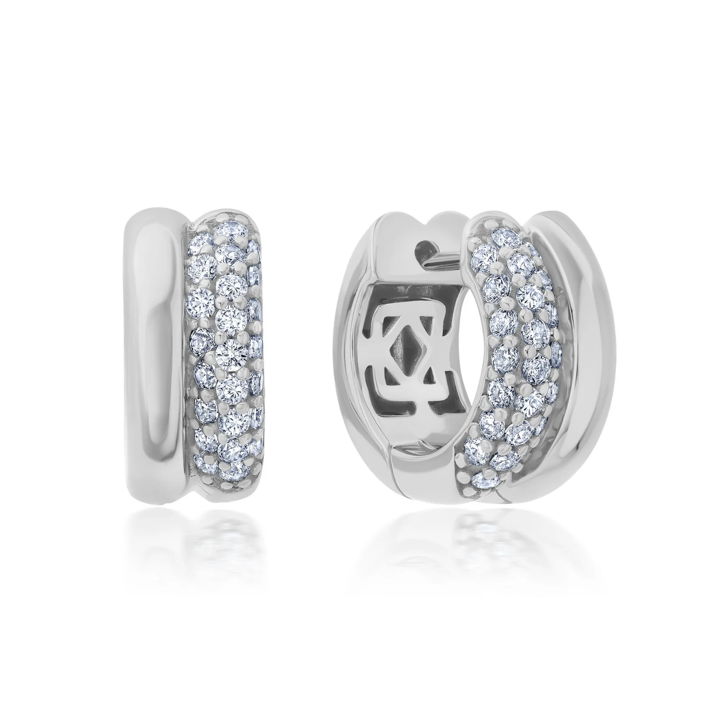 CRISLU - Plain & Pave Huggie Hoops