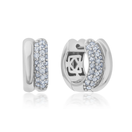 CRISLU - Plain & Pave Huggie Hoops