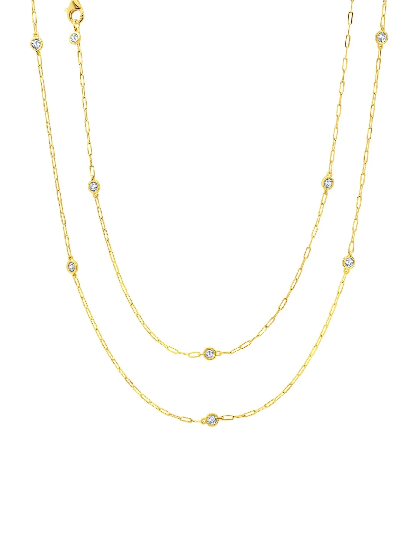 CRISLU - Paperclip Aura 36”  Station Necklace