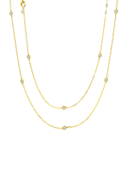 CRISLU - Paperclip Aura 36”  Station Necklace