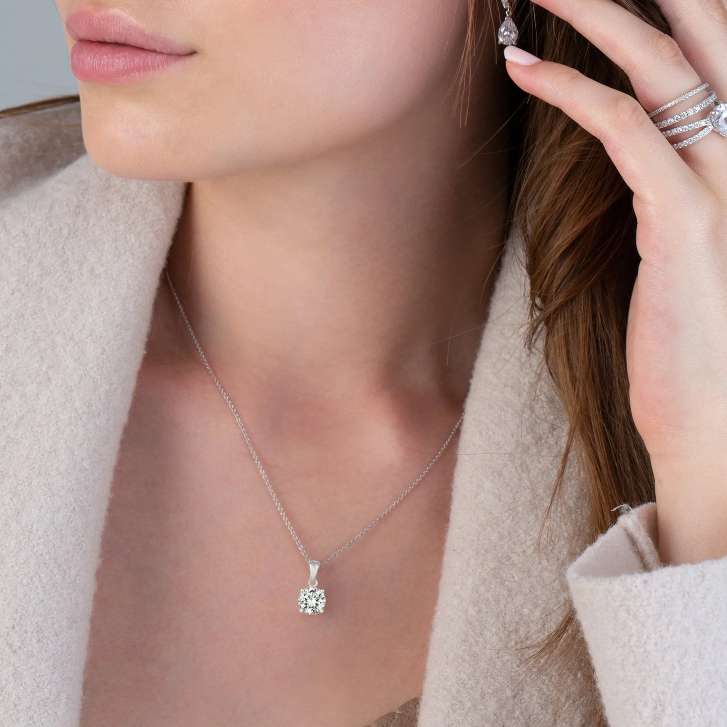 CRISLU - Brilliant Cut Solitaire Pendant Necklace